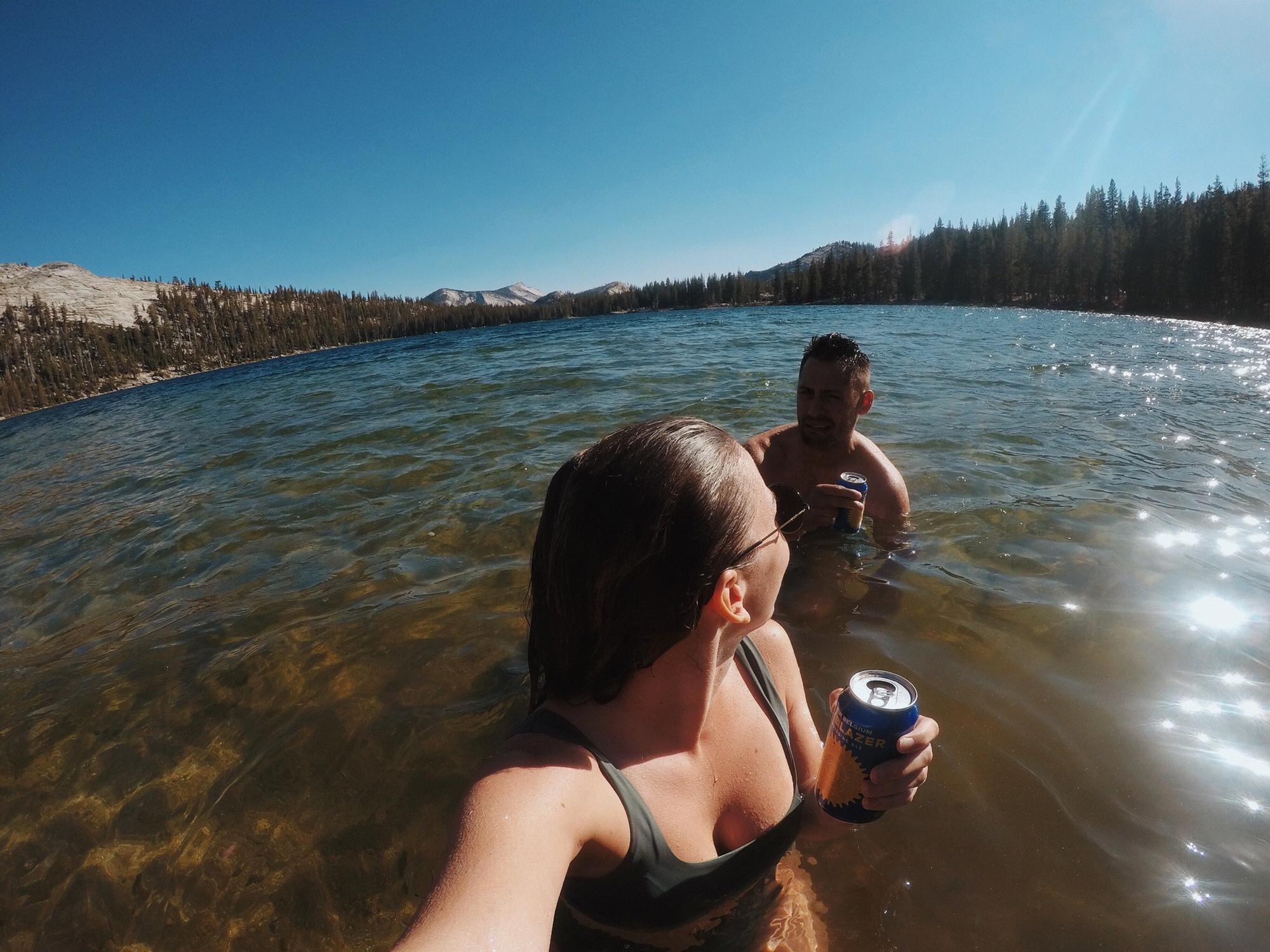 Swimming and beers in Yosemite National Park - July 2018