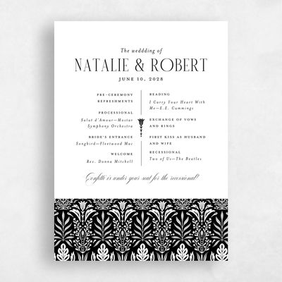 Black Standard Wedding Program - Halina Letterpress