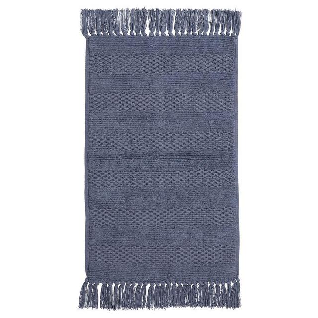 Striped Tassel Organic Bath Rug, 22x36, Blue Lagoon