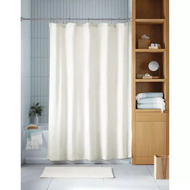 Haven™ 72-Inch x 72-Inch Double Gauze Organic Cotton Shower Curtain in Coconut Milk