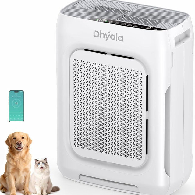 Air Purifier for Home Large Room up to 3000Ft², HEPA Air Purifier with Washable Double-Sided Filters, Smart WiFi, AQI Display, Air Cleaner for Pets, Allergies, Dust, Pollen, 15dB Sleep Mode, Fragrance