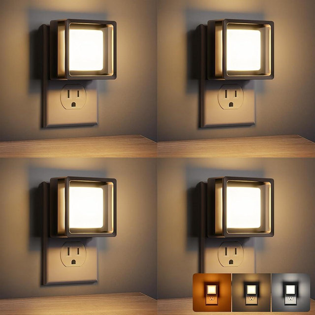 DORESshop LED Night Light, Night Lights Plug Into Wall [4 Pack] with Dusk-to-Dawn Sensor, Dimmable Nightlights, Adjustable Brightness for Bathroom, Hallway, Bedroom,Kids Room,Stairway,3CCT