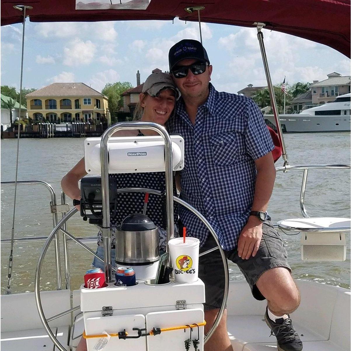 This was our every first picture taken of us when we started dating. This was on a friends sail boat on Clear Lake by Kemah.