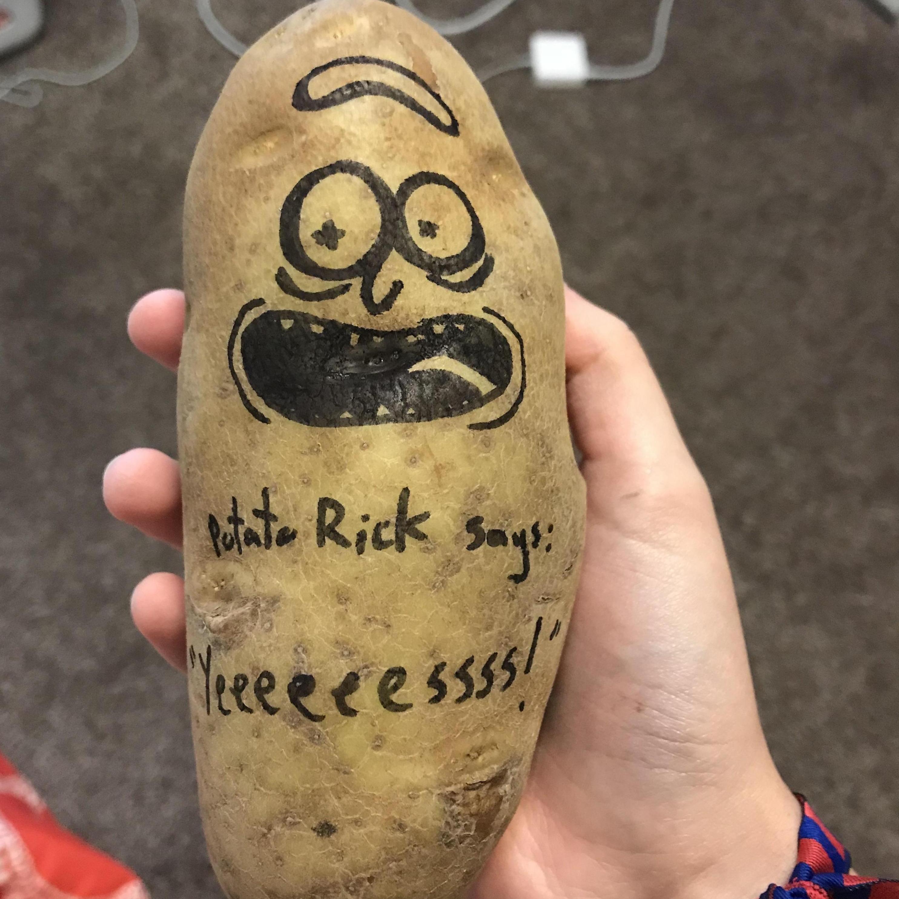 Fun Fact: Did you know that Shane asked Sadie on a second date with a message written on a potato so she responded back by creating Potato Rick (a reference to "Pickle Rick" from Rick and Morty)?