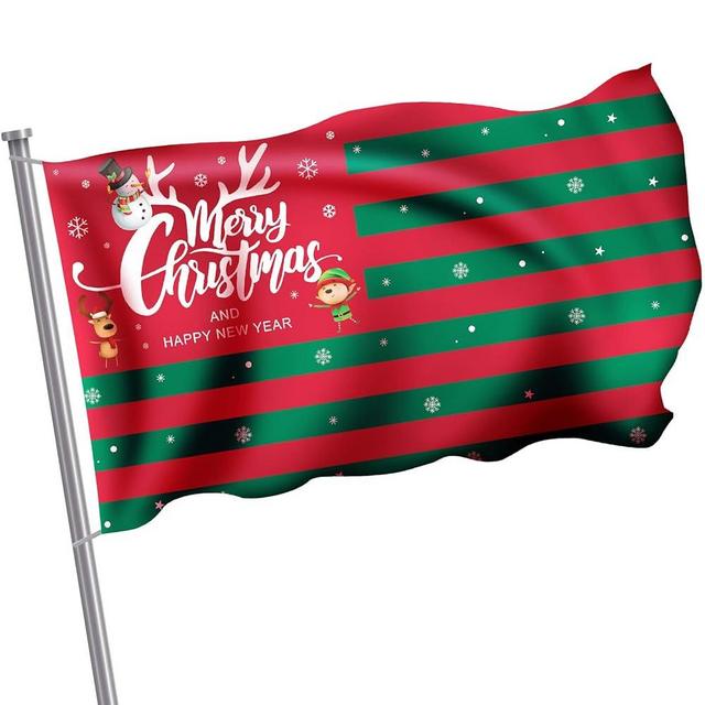 Christmas Flag Christmas National Flag Christmas Snowman Elf Reindeer Flag Christmas Theme Decorative Flag with Grommets for Christmas Garden Yard Home Decoration, 3 x 5 Feet