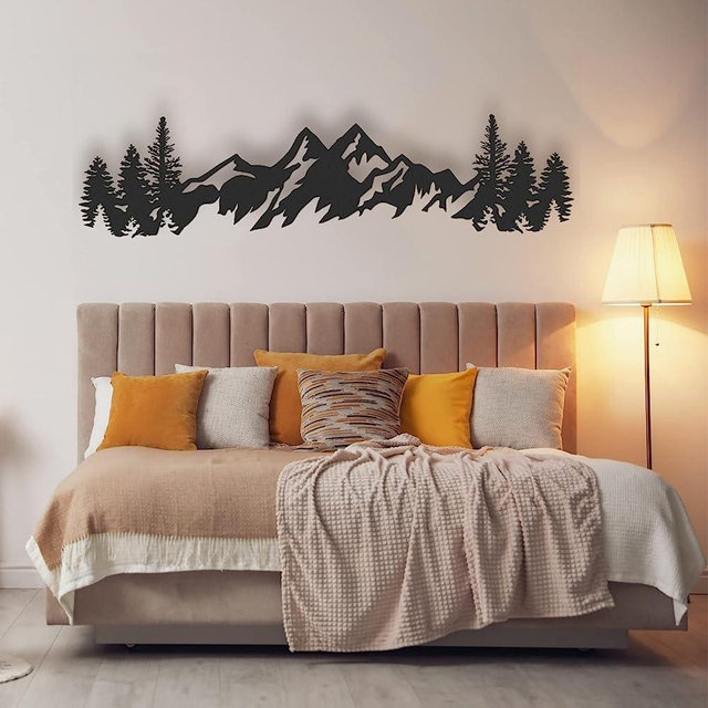 Metal Mountain Wall Art, Mountain Wall Decor, Large Wall Art Mountains, Wall Hangings, Horizontal Mountain Artwork Home Decor Living Room (54 x 13 inches (136 x 33 cm))