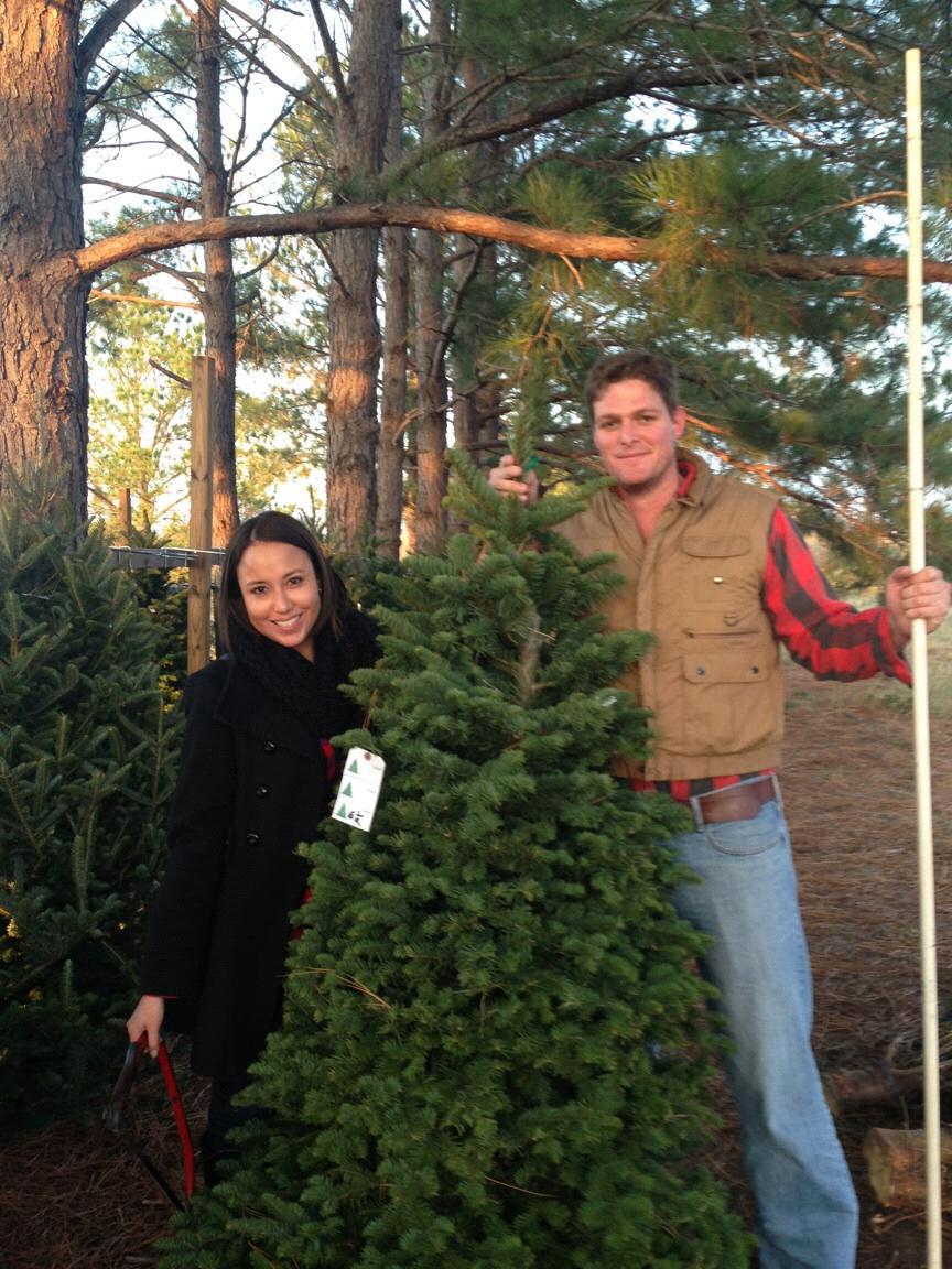 Our first date--Christmas tree farm.