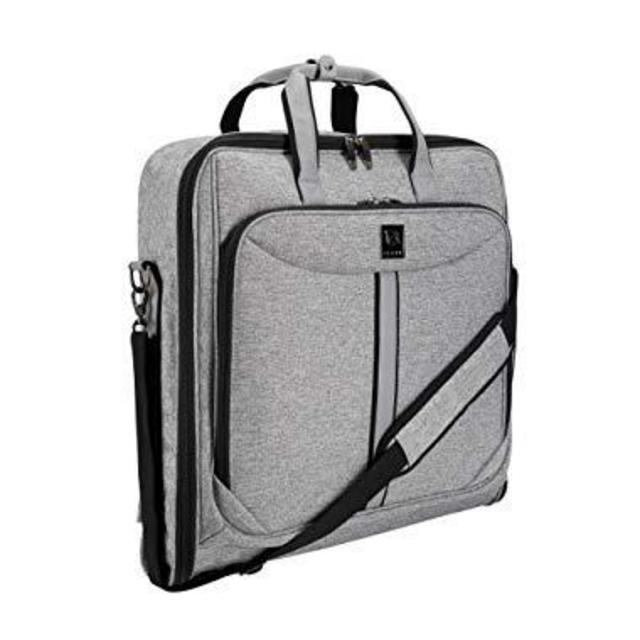 ZEGUR Suit Carry On Garment Bag for Travel and Business Trips - Fancy Design - with Shoulder Strap and Organization Pockets (Luxury Gray)