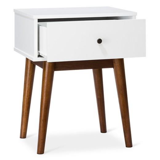 Porter Mid Century Modern Two-Tone Side Table -White/Brown