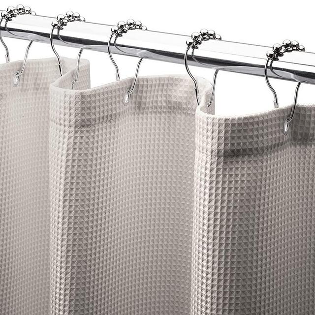 AmazerBath Waffle Shower Curtain, Heavy Duty Fabric Shower Curtains with Waffle Weave Hotel Quality Bathroom Shower Curtains, 72 x 72 Inches (Khaki)