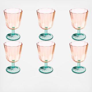 Simple Scallop Acrylic Goblet, Set of 6