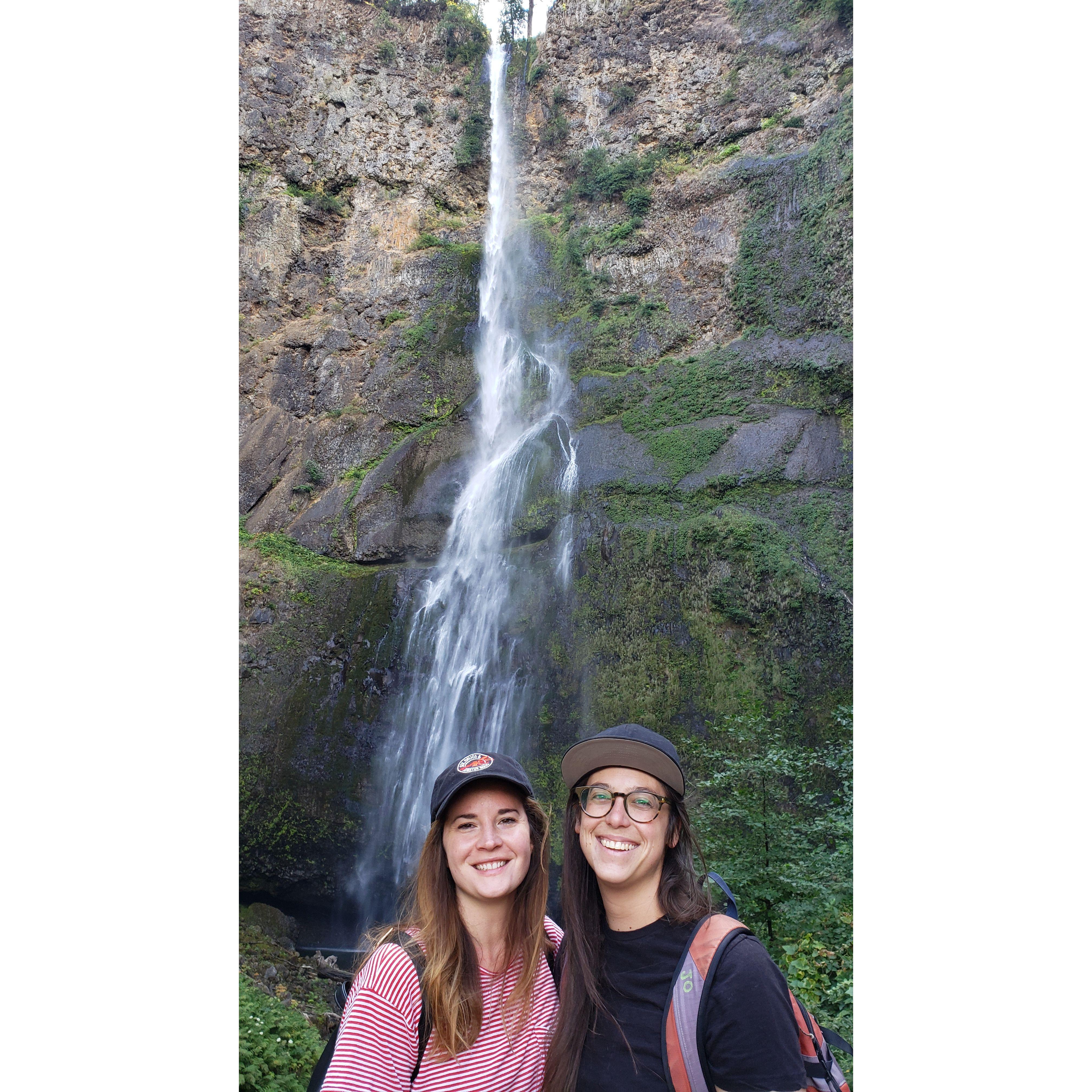 At Multnomah Falls, where Joanna met Bethany's love of waterfalls.
