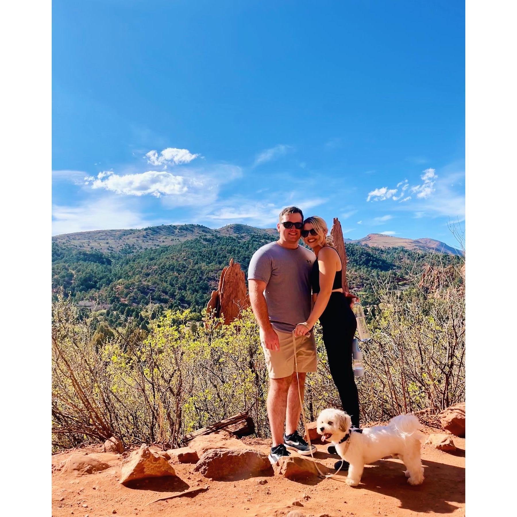Post elopement hike to Garden of the Gods.