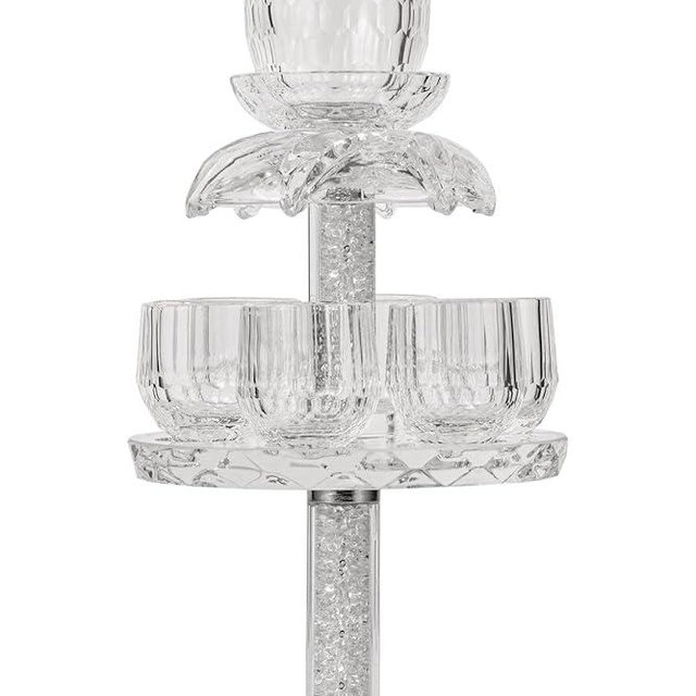 GIFTS PLAZA (D) Judaica Crystal Fountain Cup Set with Crushed Gemstones (Clear)
