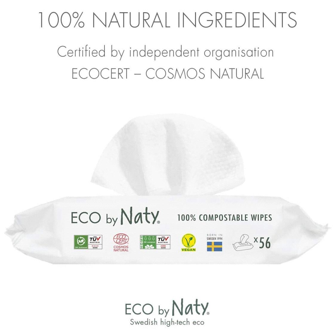 Compostable Sensitive Wipes, Plastic Free ECO by Naty