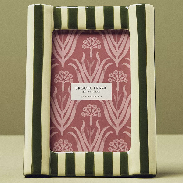Brooke Striped Picture Frame - Green Stripe, 4" X 6", Assorted