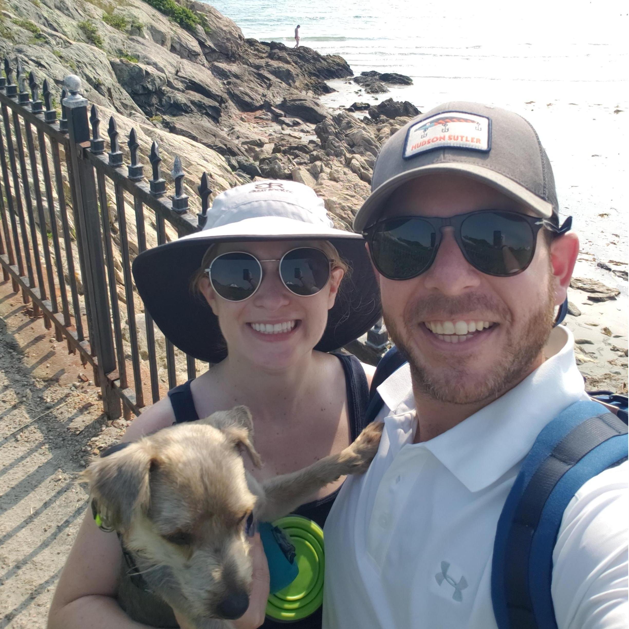 Walking along the cliffs in Newport, RI.
