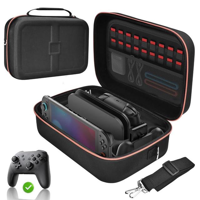 Gorixer Switch Case for Nintendo Switch 2(2025) or 1 and OLED Models(2021),Portable Fully Protective Carrying Case,Stores 18 Game Cards for Console Pro Controller Accessory