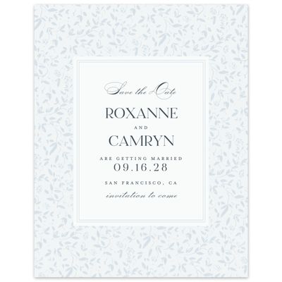 Blue Bordered Wedding Digital Save the Date - Manado Portrait