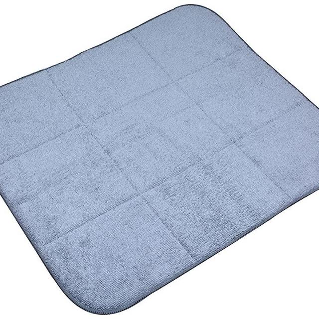 Sinland Microfiber Dish Drying Mat Super Absorbent Dish Drying Rack Pads Kitchen Counter Mat 16Inch X 18Inch Dark Grey