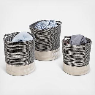 Two-Tone Rope Basket, 3-Piece Set