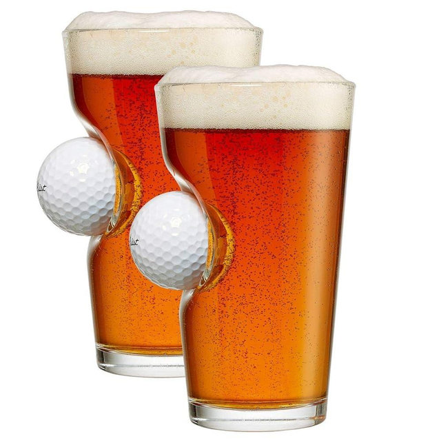BenShot Golf Ball Pint Glass - 16oz | Made in the USA [Set of 2]
