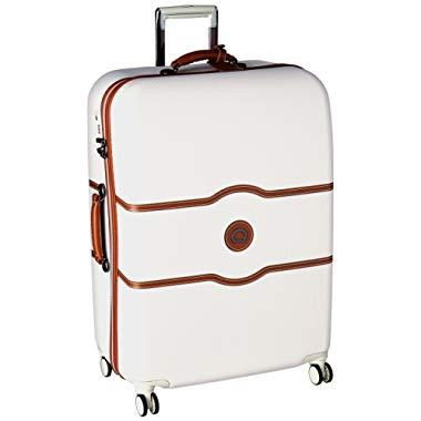 DELSEY Paris Chatelet Hard+ Hardside Large Checked Spinner Suitcase, Champagne White, 28-Inch