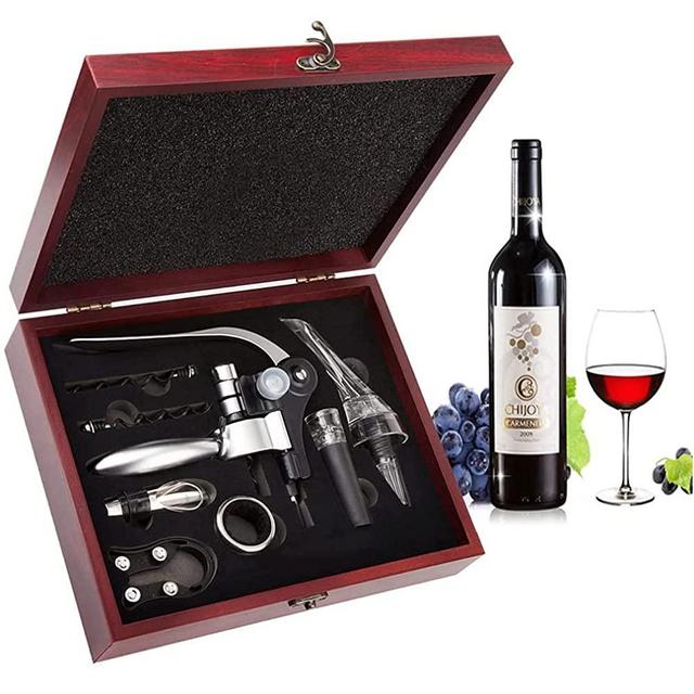Smaier Wine Opener Wine Accessories Areator Wine Opener Kit , Red wine Corkscrew Set with Wood Case.