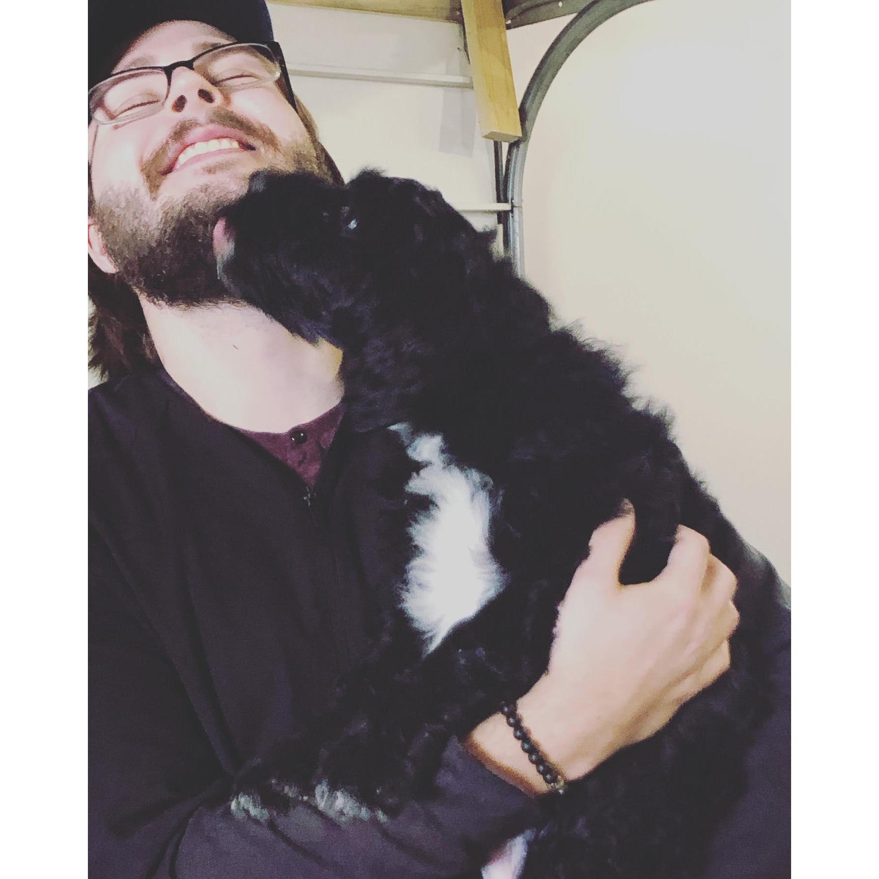 Our first time meeting our fur baby! She loves the beard <3