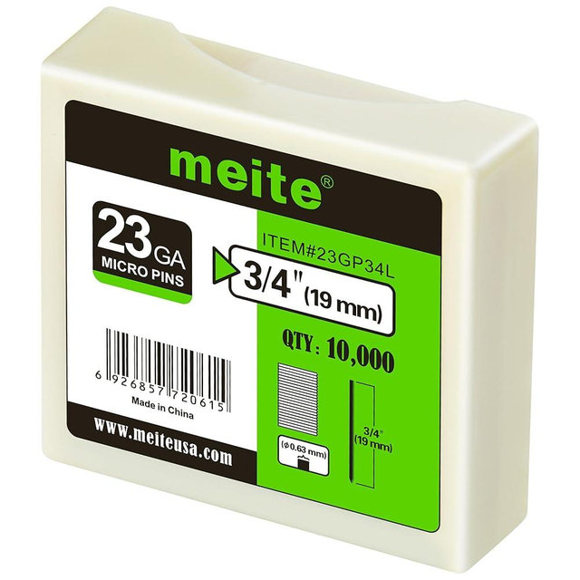 meite 23 Gauge Pin Nails, 3/4-Inch Micro Headless Piner Nails - Galvanized 23GA Pins Nails for Nail Gun, Ideal for Fine Woodworking and Trim Work (10,000 Counts)