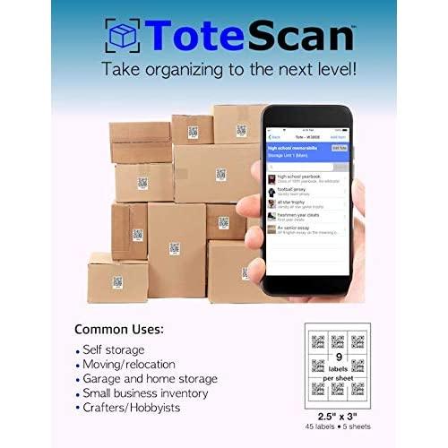 ToteScan Pre-Printed Peel & Stick Labels (45 Unique Labels)