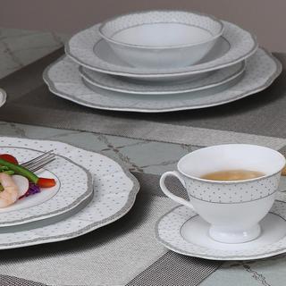 Lorren Home Trends 24-Piece Wavy Fine China Dot Dinnerware Set, Service for 4