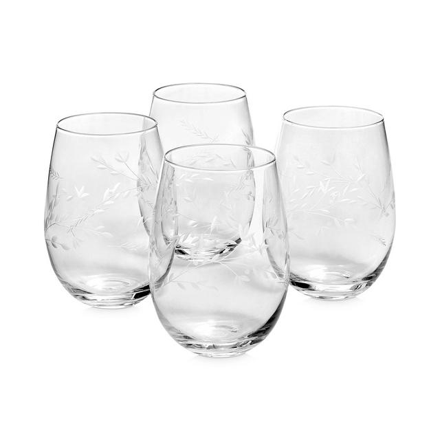 Hotel Collection Etched Floral Stemless Wine Glasses, Set of 4, Created For Macy's