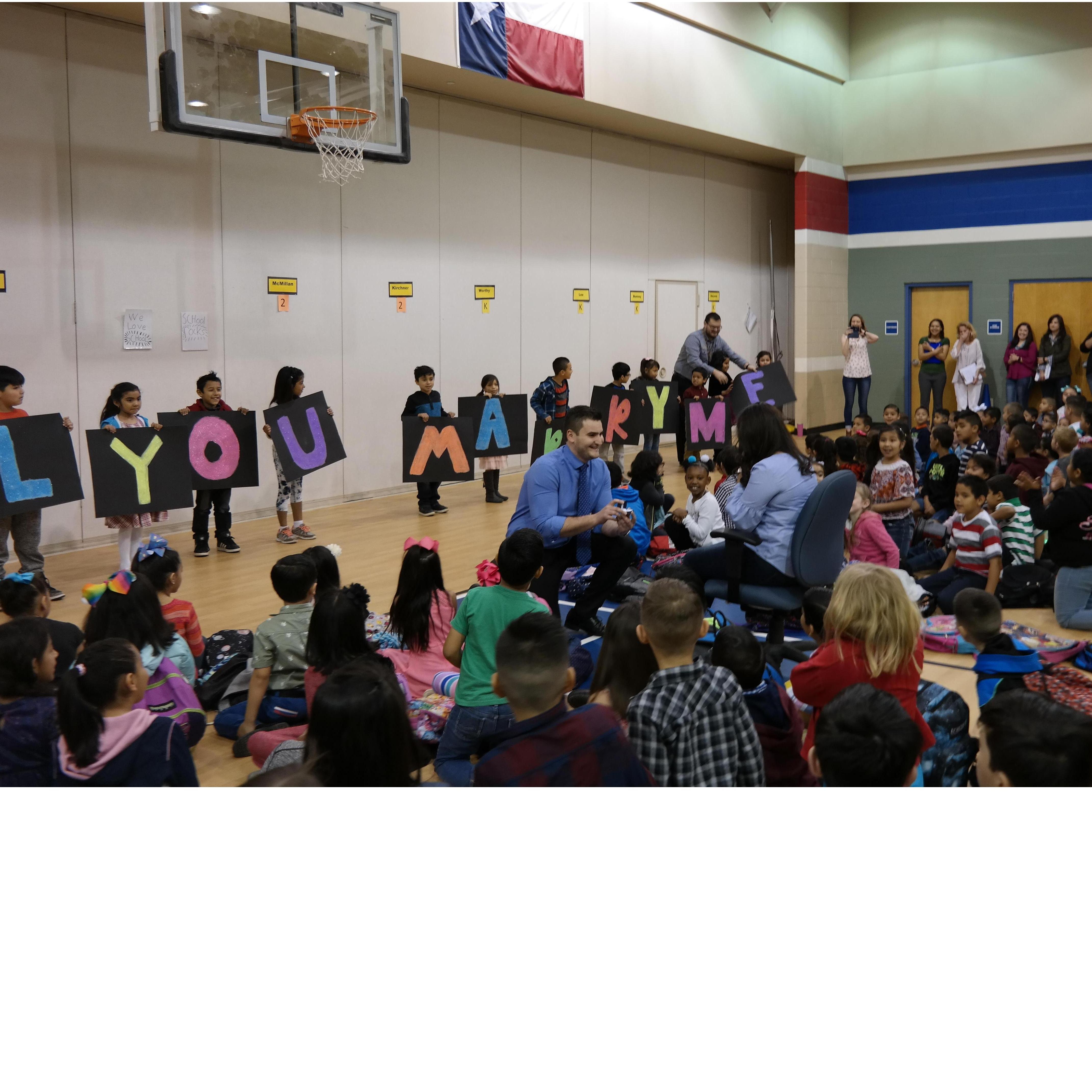 Miguel proposed with the help of my second graders. They are now my fourth grade babies!