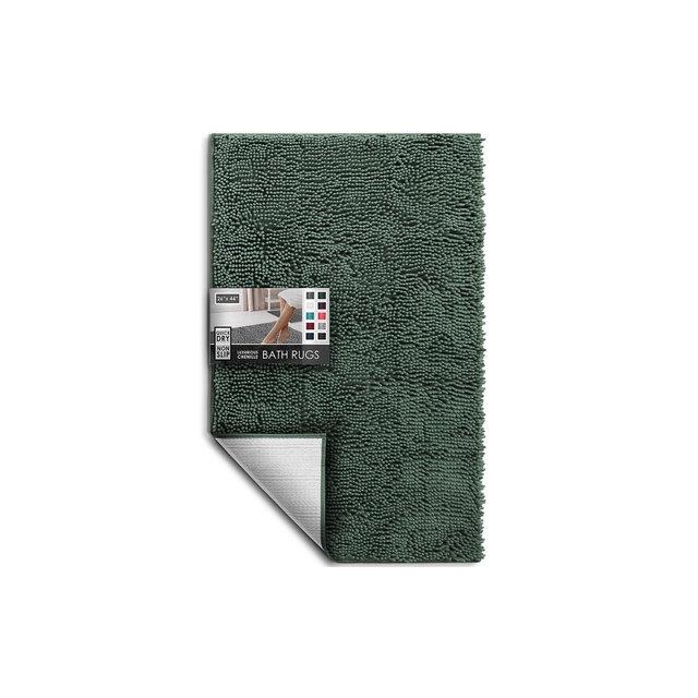 Hearth & Harbor Bathroom Rugs, Chenille Bath Mat - Hunter Green Bath Rug, 26x44