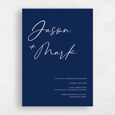 Vibrant Navy, Blue Wedding Invitation - Nahomi Type