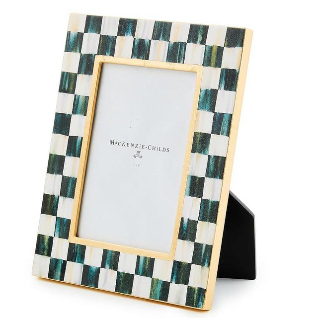 MACKENZIE-CHILDS Lacquer 4x6 Frame, Cute Rectangle Family Picture Frame, Black-and-White Courtly Check