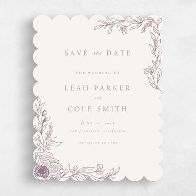 Purple Scalloped Wedding Save the Date - Fiora Portrait