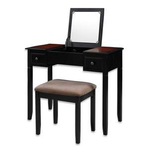 Linon Home Camden 2-Piece Vanity Set in Black Cherry