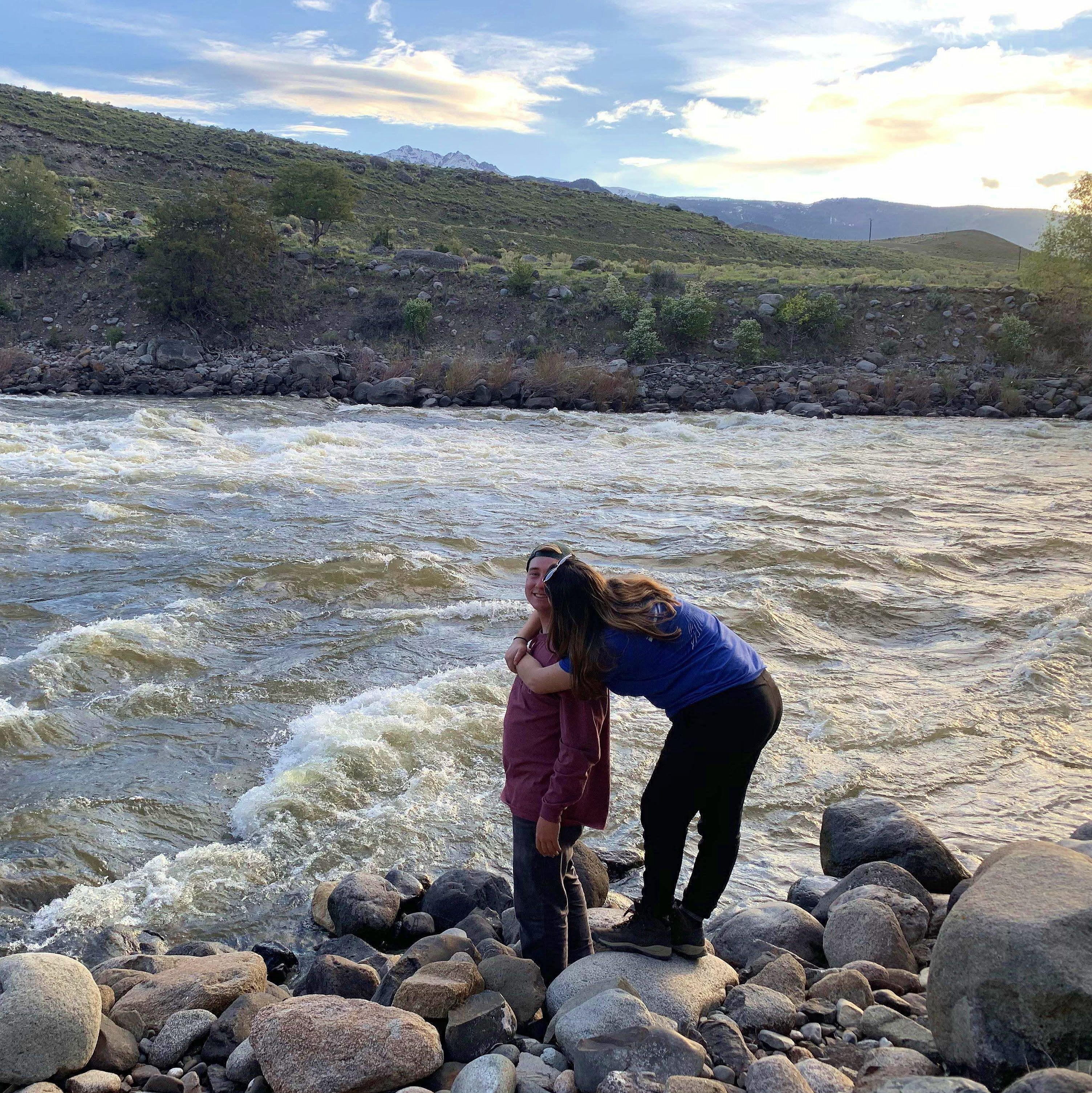 Overlooking the Yellowstone Rive on our second vacation together with Ethan's mom and sister in Gardiner, Montana on May 27, 2021.
