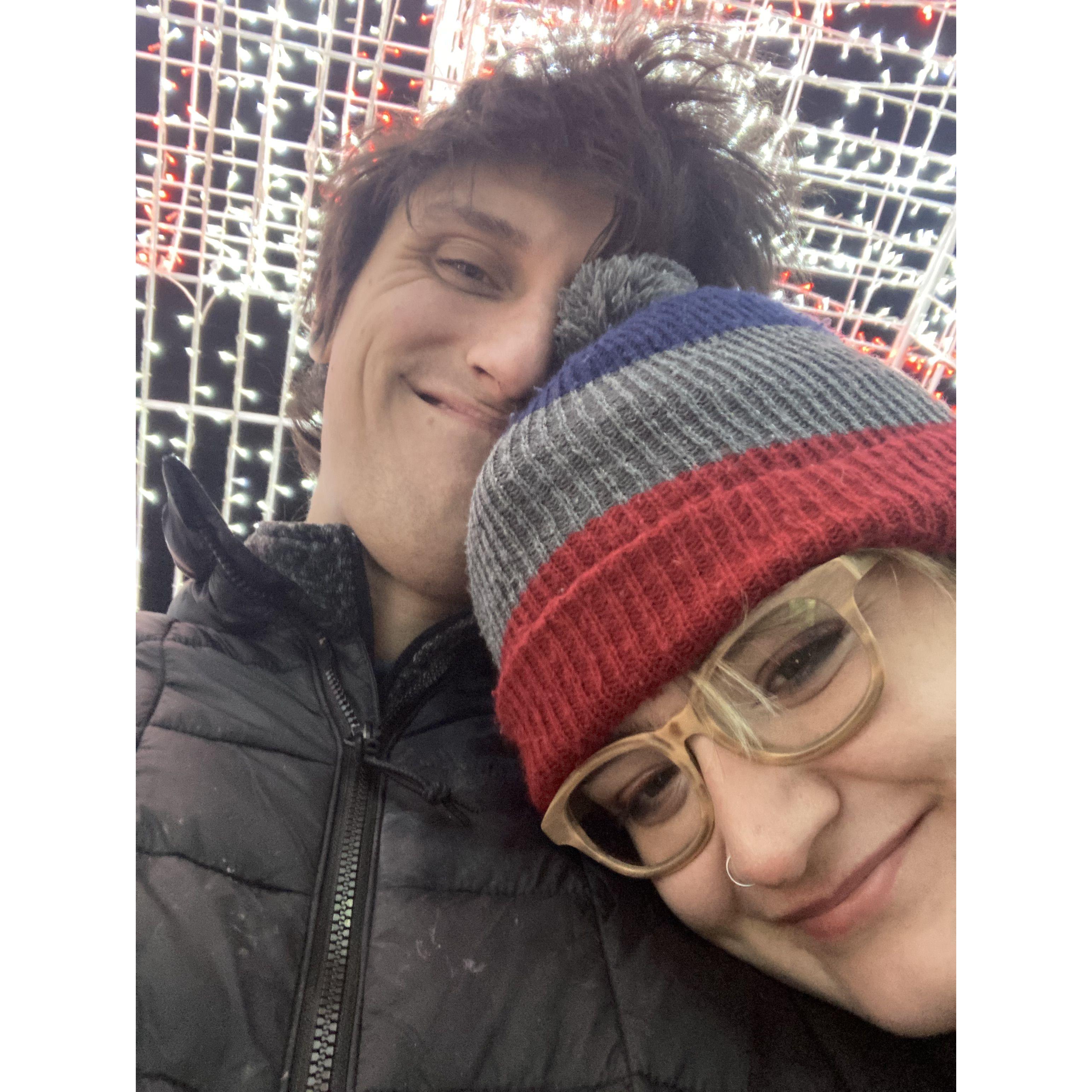Taking in the Chicago holiday lights at Navy Pier, Dec 2023