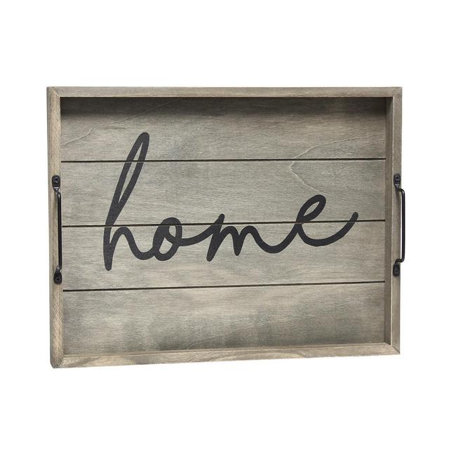 Elegant Designs Decorative Wood Serving Tray with Handles - Home