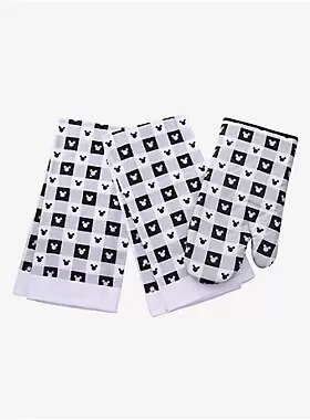 Disney Mickey Mouse Black & White Gingham Kitchen Set