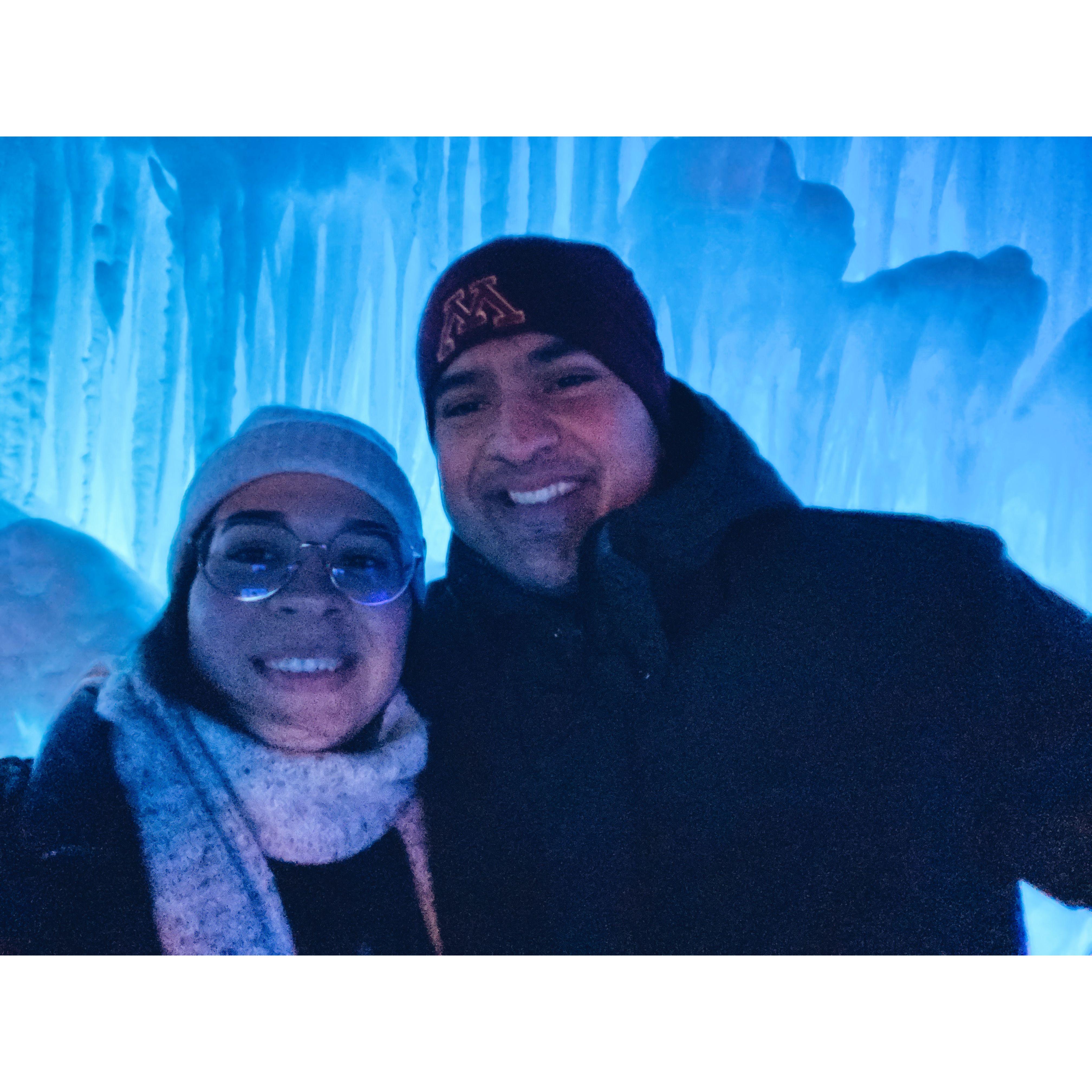 For our 4-year anniversary, we decided to checkout the enchanting Ice Castles! It’s safe to say, we were freezing our booties off 🥶 circa 2022