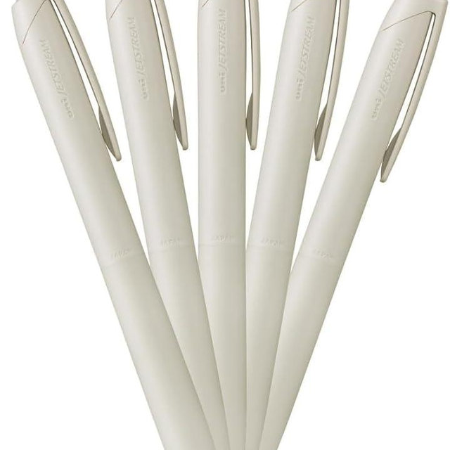 Mitsubishi Pencil HSXNSL075P.1 Permanent Ballpoint Pen Jet Stream Light Touch Ink 5 Pack 0.7 Shell White