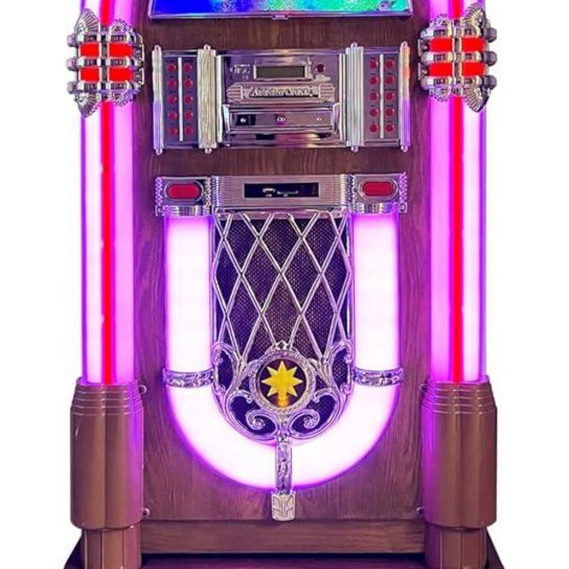 Arkrocket Full Size Jukebox Vinyl Record Player Bluetooth USB SD CD Player Radio Retro Turntable Classic Jukebox (Taurus II + Stand - Oak)