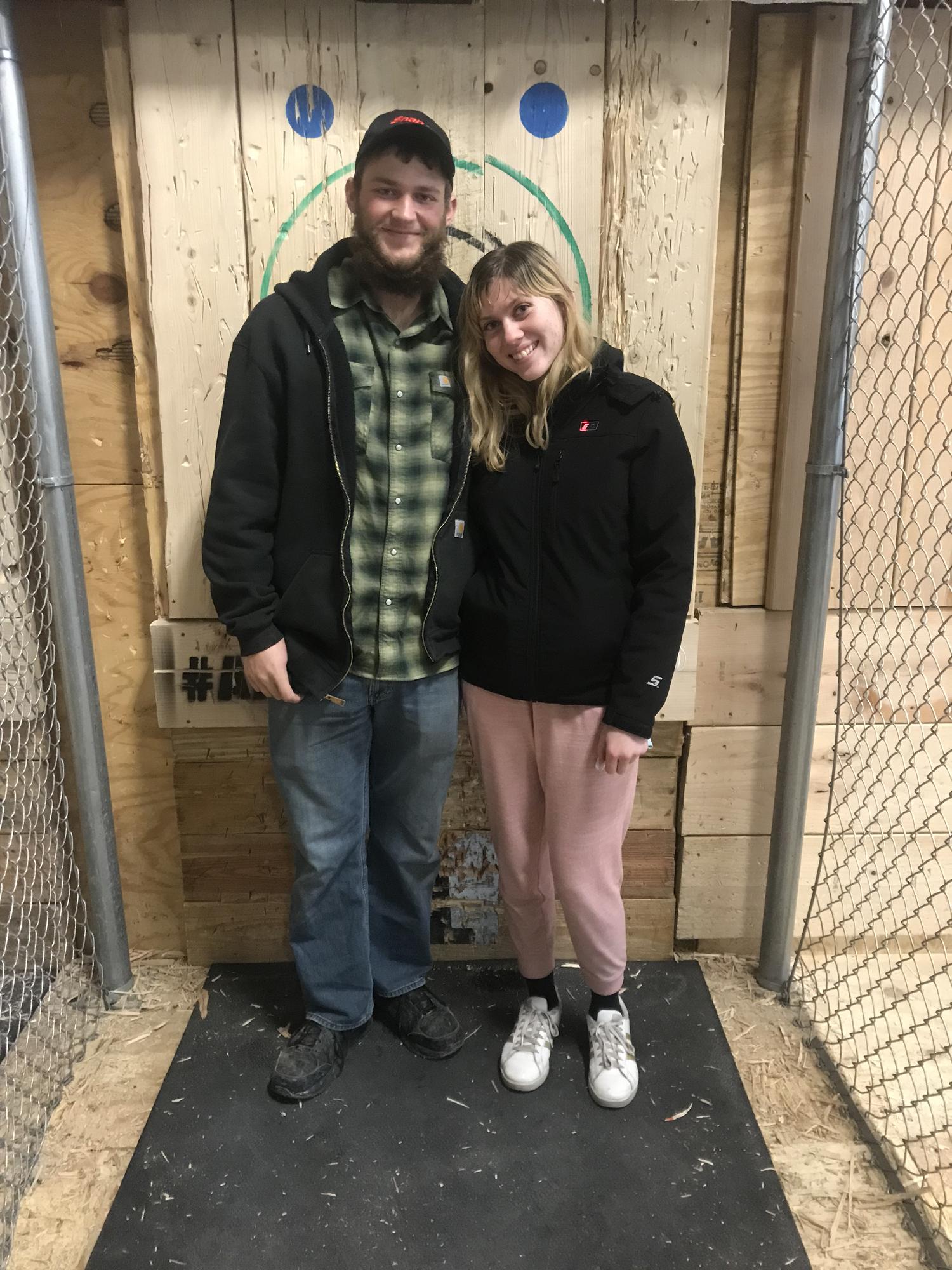 Brianna and Darin going Axe Throwing at Axe Games in Omaha, NE on February 14, 2021