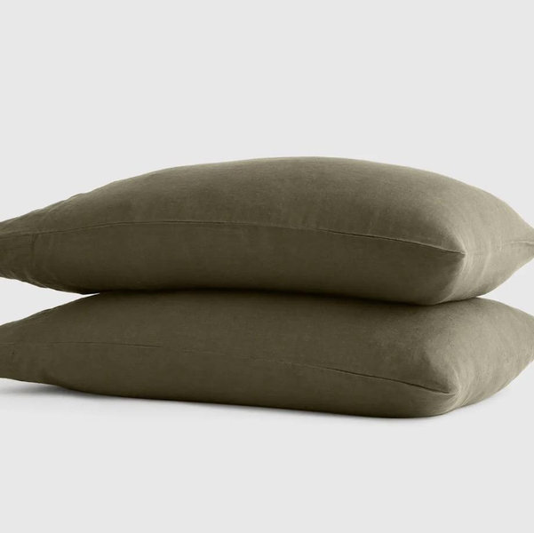 European Linen Pillowcase Set - Olive