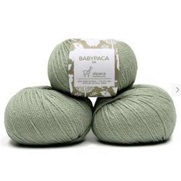 100% Baby Alpaca Yarn Wool 3 Skeins DK Weight- sage green