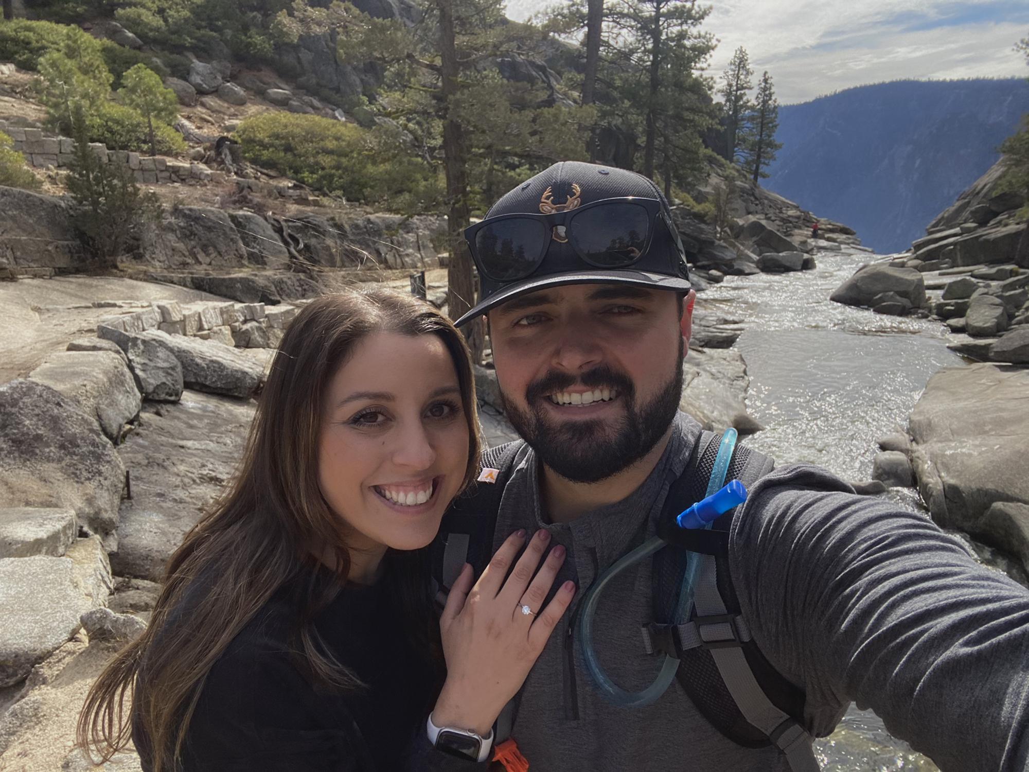 We got engaged in this exact spot with Yosemite falls flowing below us - 11/6/21